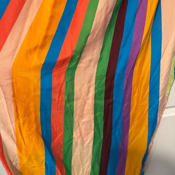 Marie Oliver Elena Striped Silk Halter Multi Colored Midi Dress | S - Picture 5 of 7